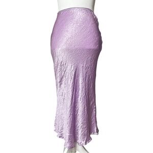 UNIF Lilac Purple Satin Midi Skirt Acetate Crinkle Texture Size Small‎